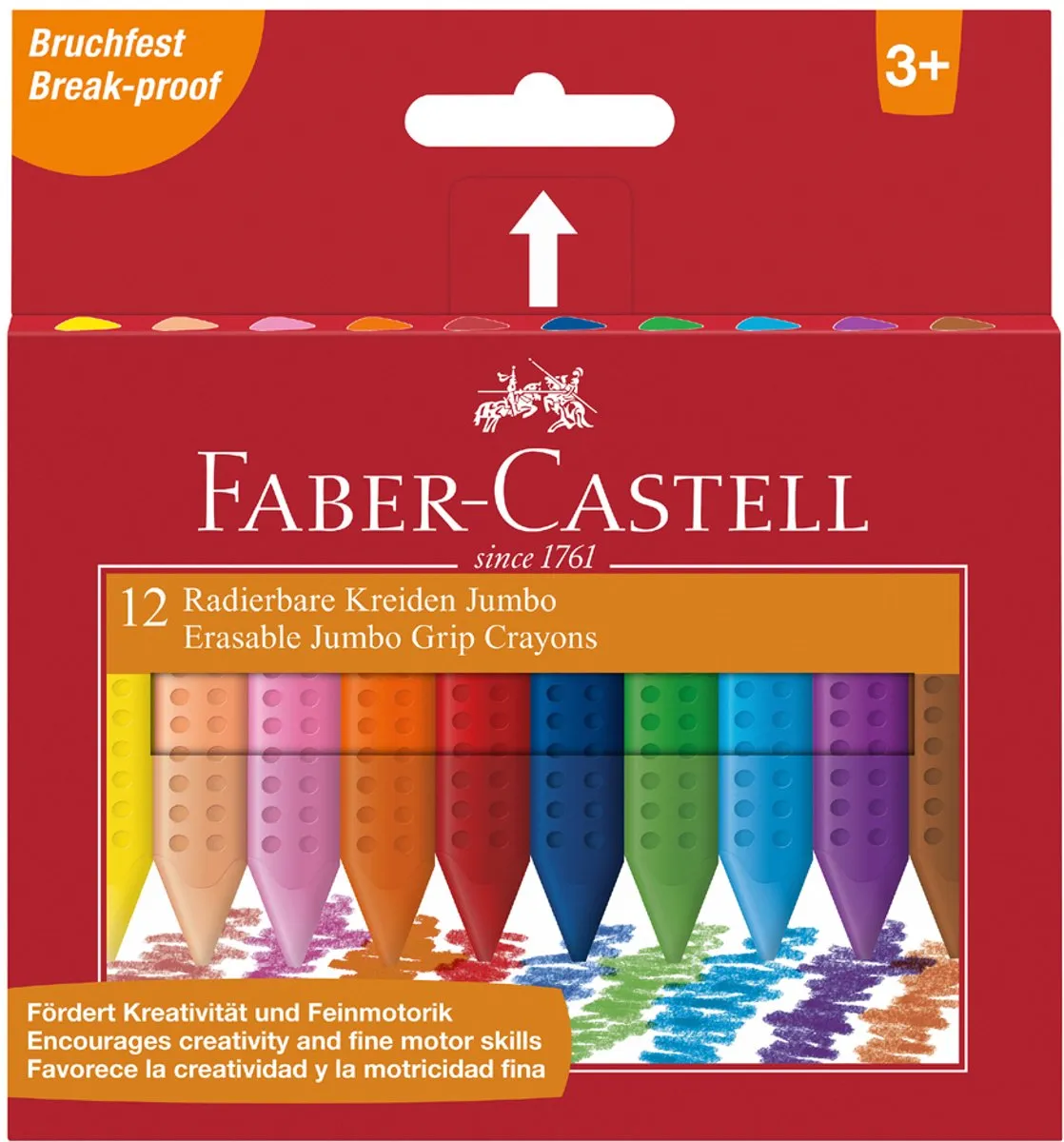 Faber-Castell GRIP Jumbo Waskrijt - 12 Stuks