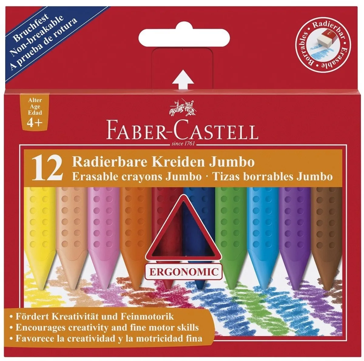 Faber-Castell GRIP Jumbo Waskrijt - 12 Stuks