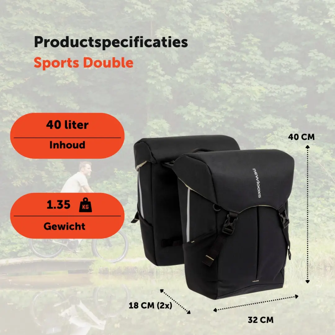 New Looxs Sports Double MIK Fietstas - 40L - Zwart - afbeelding 2 van 6