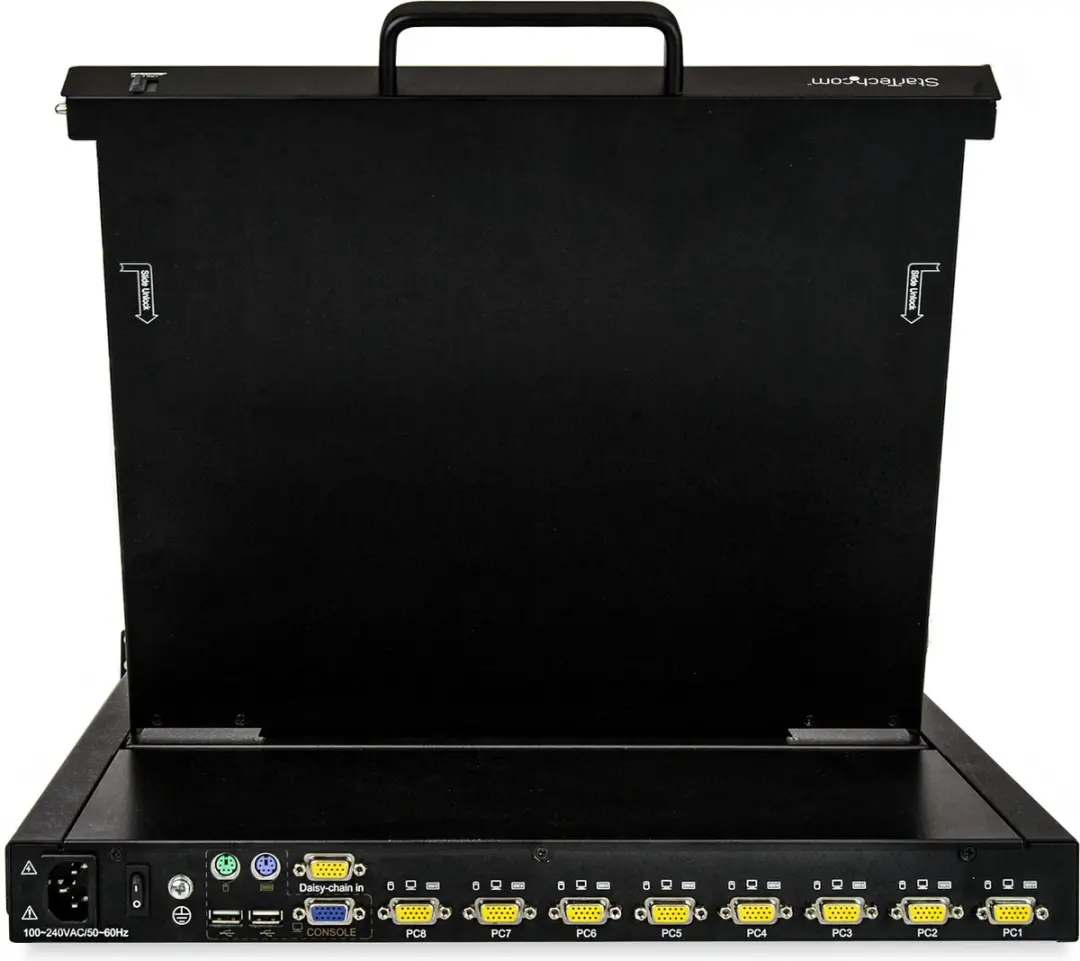 Startech RKCONS1708K 1U 8-Poorts VGA KVM Console - 17 inch - Zwart - afbeelding 4 van 6