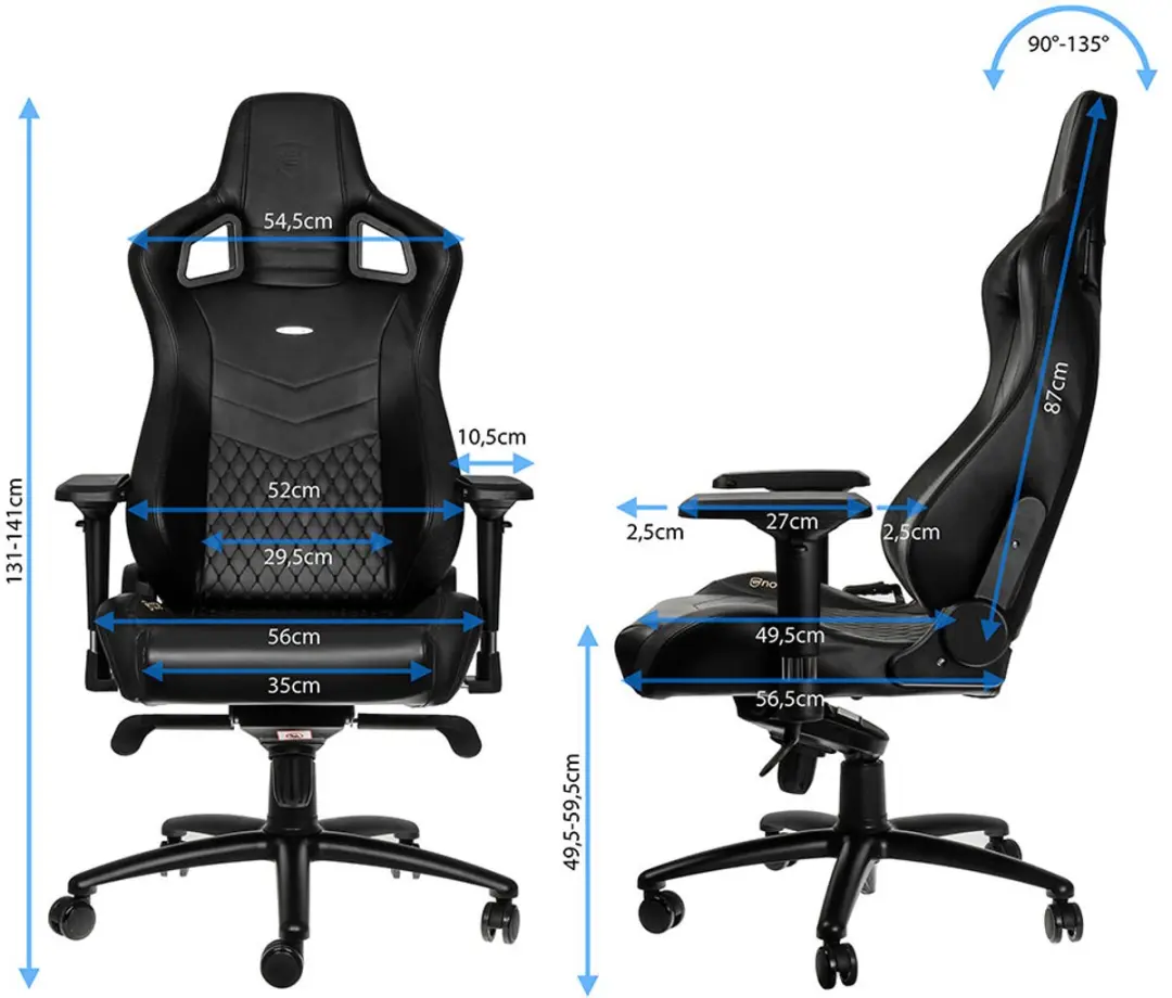 Noblechairs EPIC Real Leather Gamingstoel - Zwart