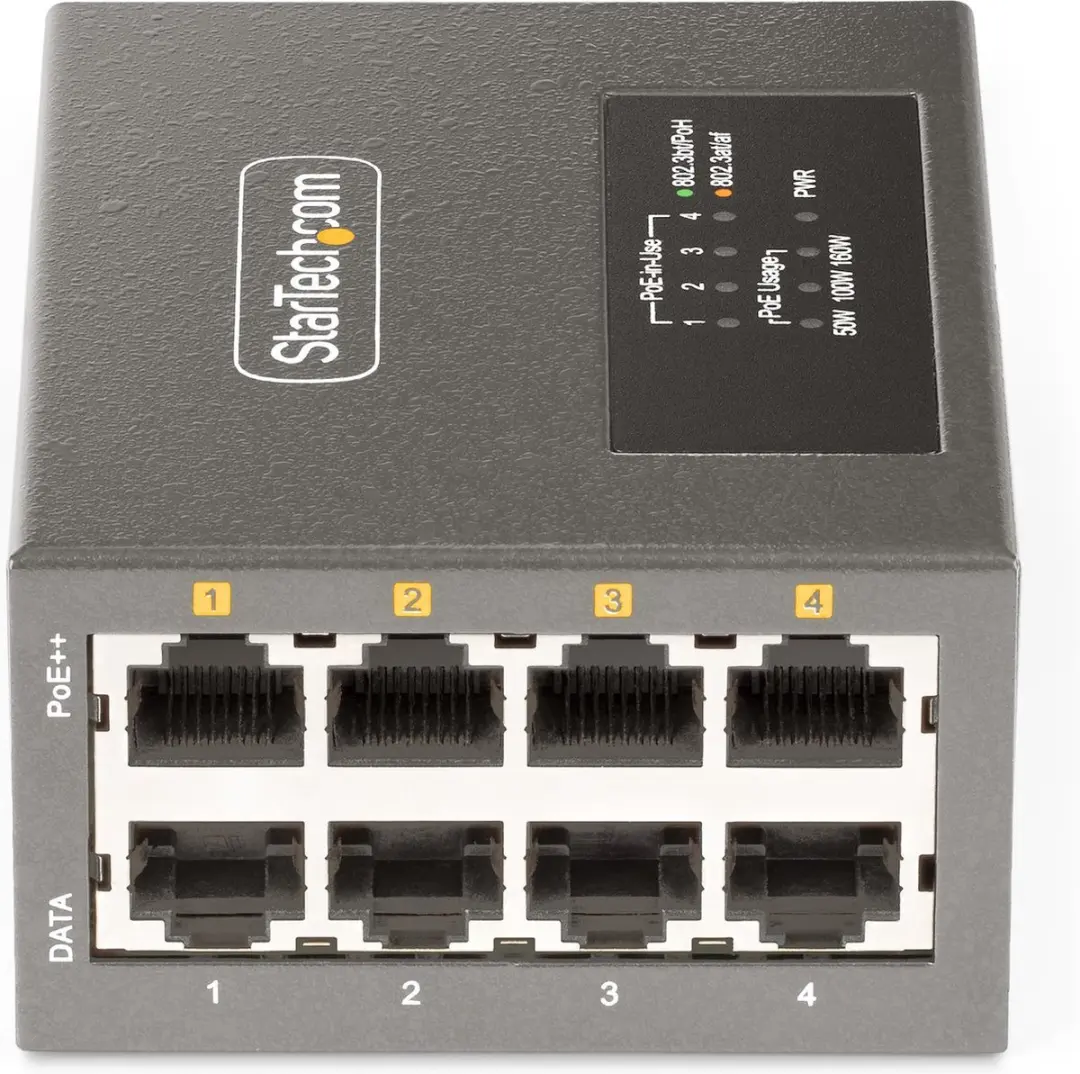 Startech AS445C-POE-INJECTOR 4-Port PoE++ Injector - 160W - Grijs