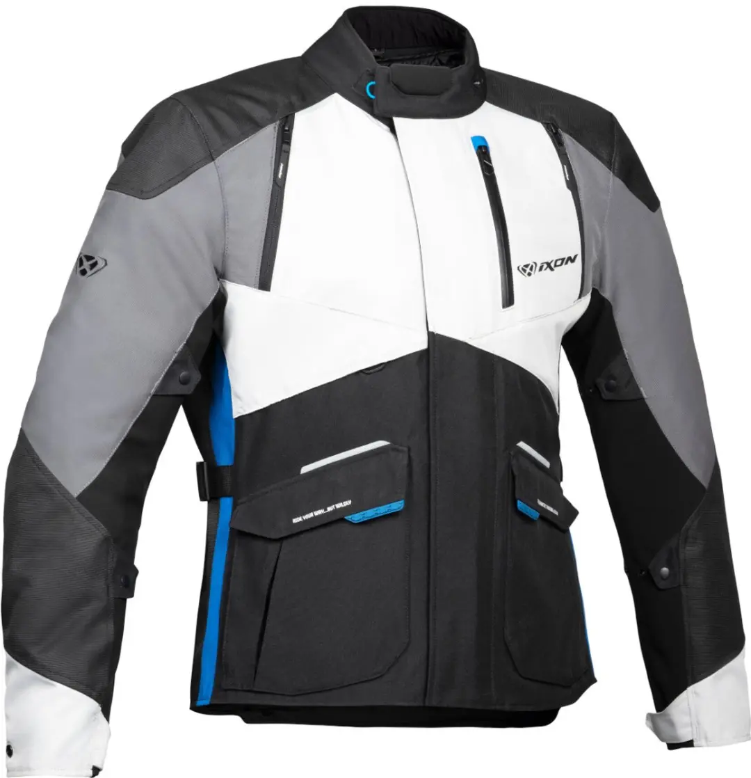 Ixon Balder Zwart Grijs Blauw Textiele Motorjas