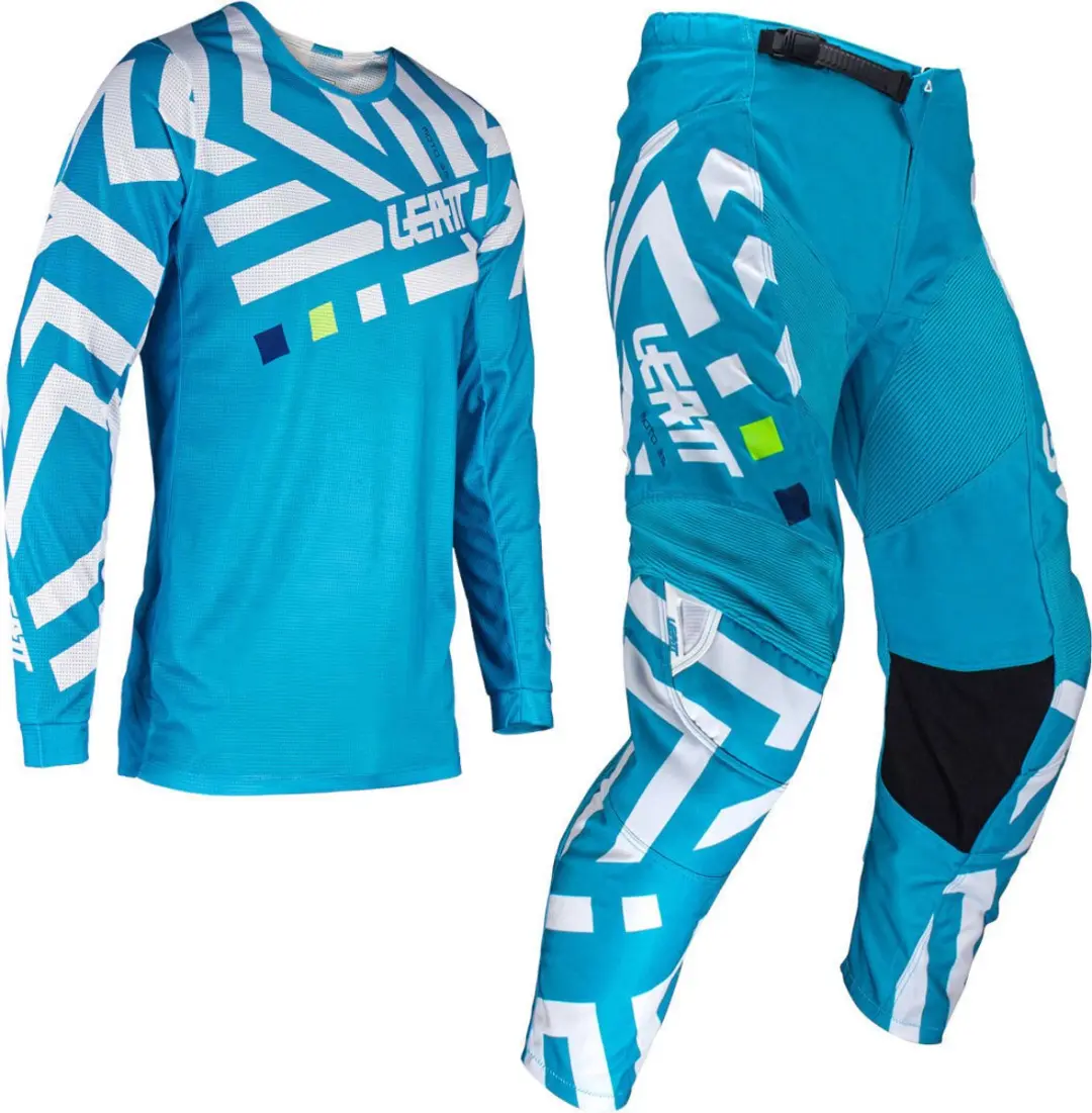 Leatt Ride Kit 3.5 V24 Cyaan Blauw Wit Motocross Jersey en Broek Set