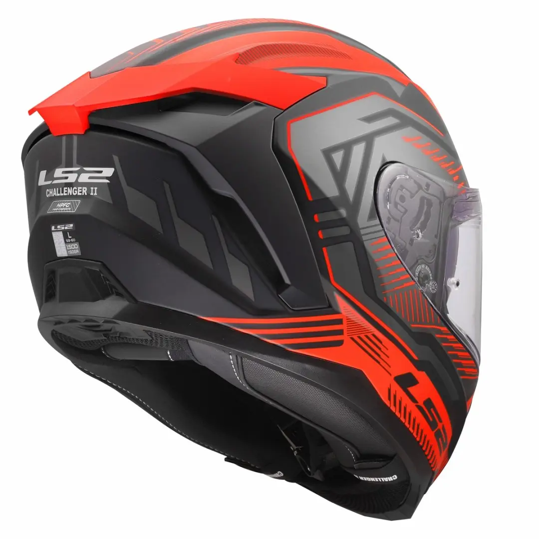 LS2 FF817 Challenger II Dravix Helm - XS Zwart/Rood