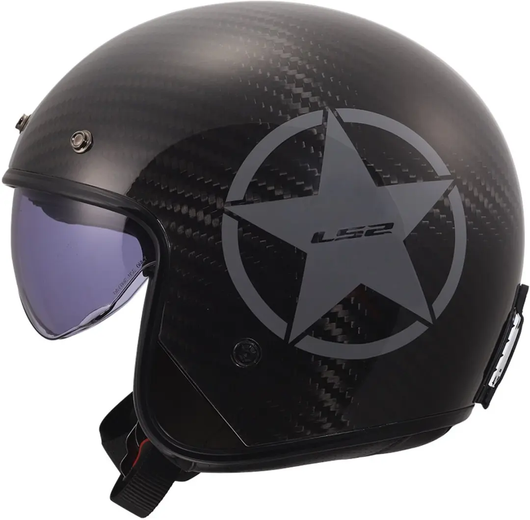 LS2 OF601 Bob II C Star Glans Zwart Carbon Grijs Jethelm - XS