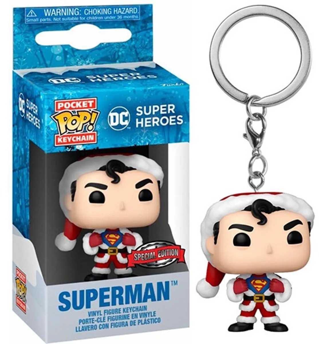 Funko Pocket POP DC Comics Holiday Superman Sleutelhanger - Blauw