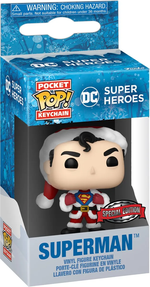 Funko Pocket POP DC Comics Holiday Superman Sleutelhanger - Blauw