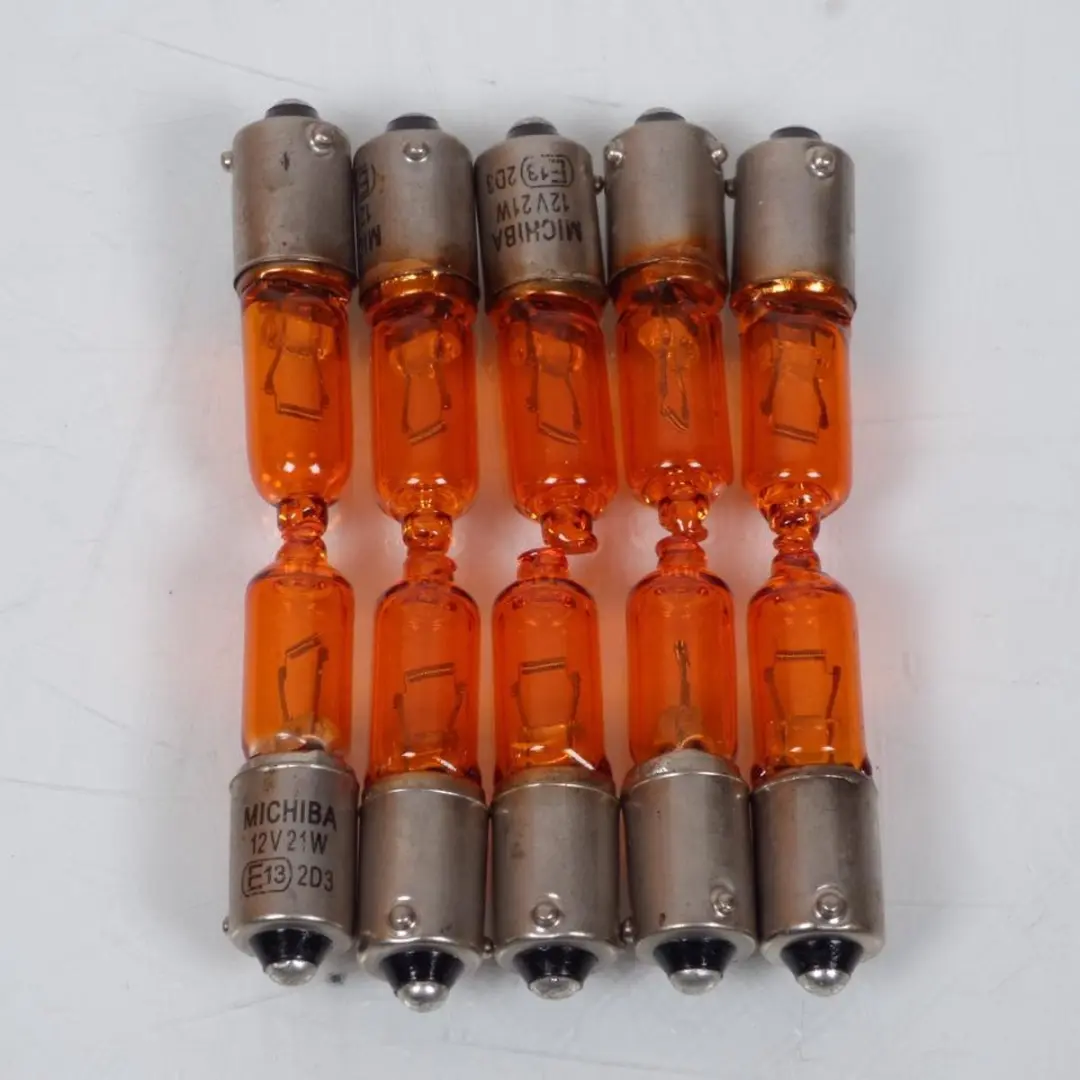 pak van 10 oranje knipperlichten 12v 21w bax9s base offset lugs voor motoren