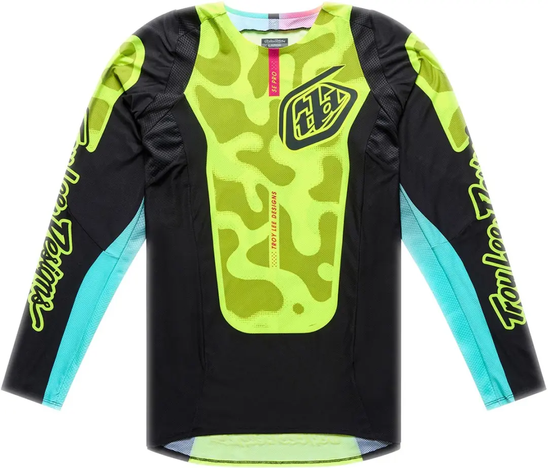 Troy Lee Designs SE Pro Myth Motocross-trui Zwart/Neon Geel