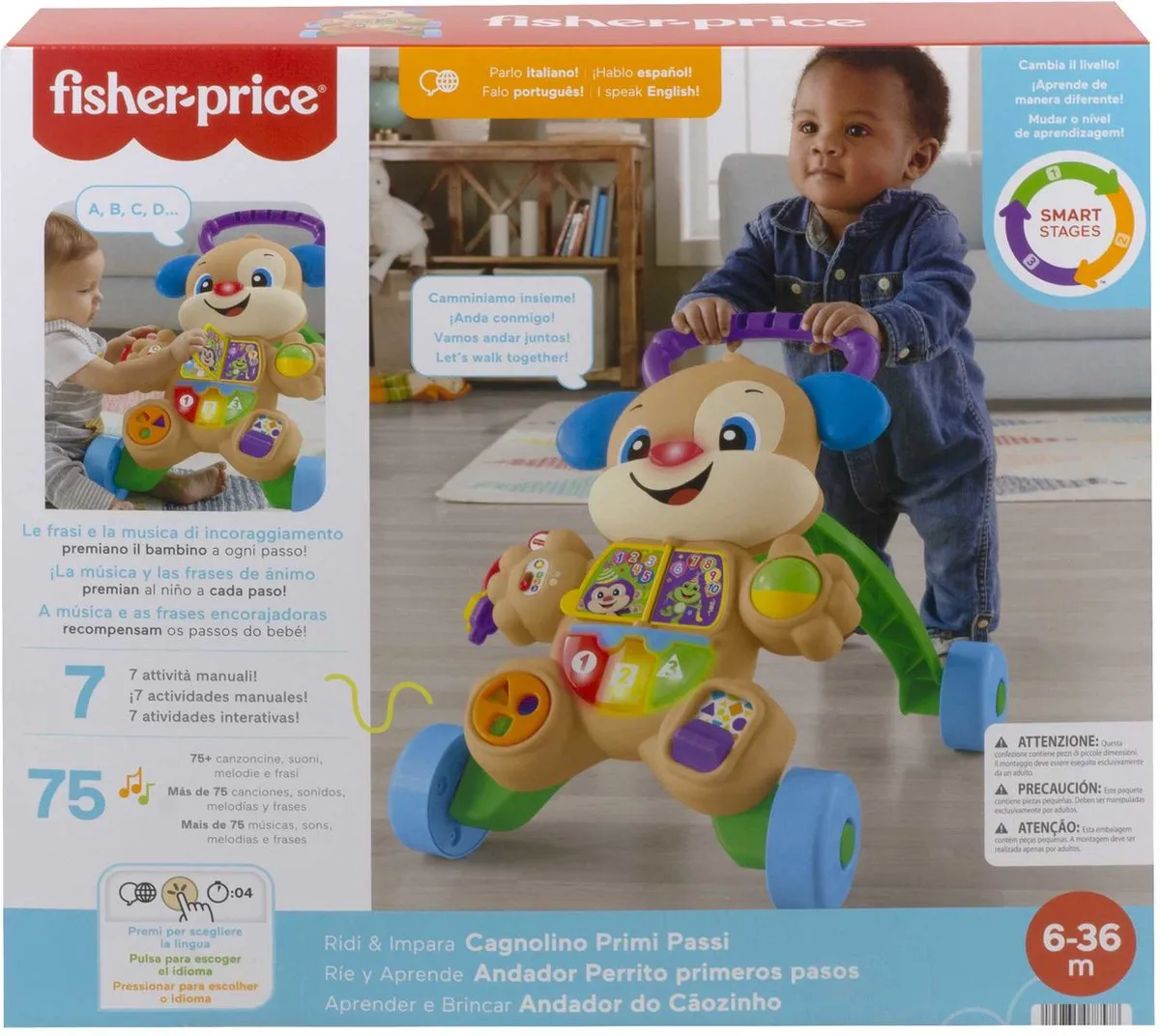Fisher Price Lach En Leer Smart Stages Puppy Walker - Multicolor