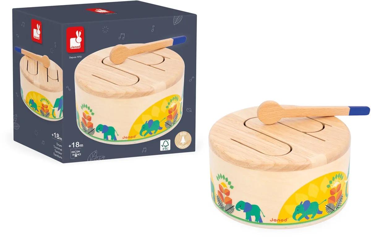 Janod Gioia Houten Babytrommel - Multikleur