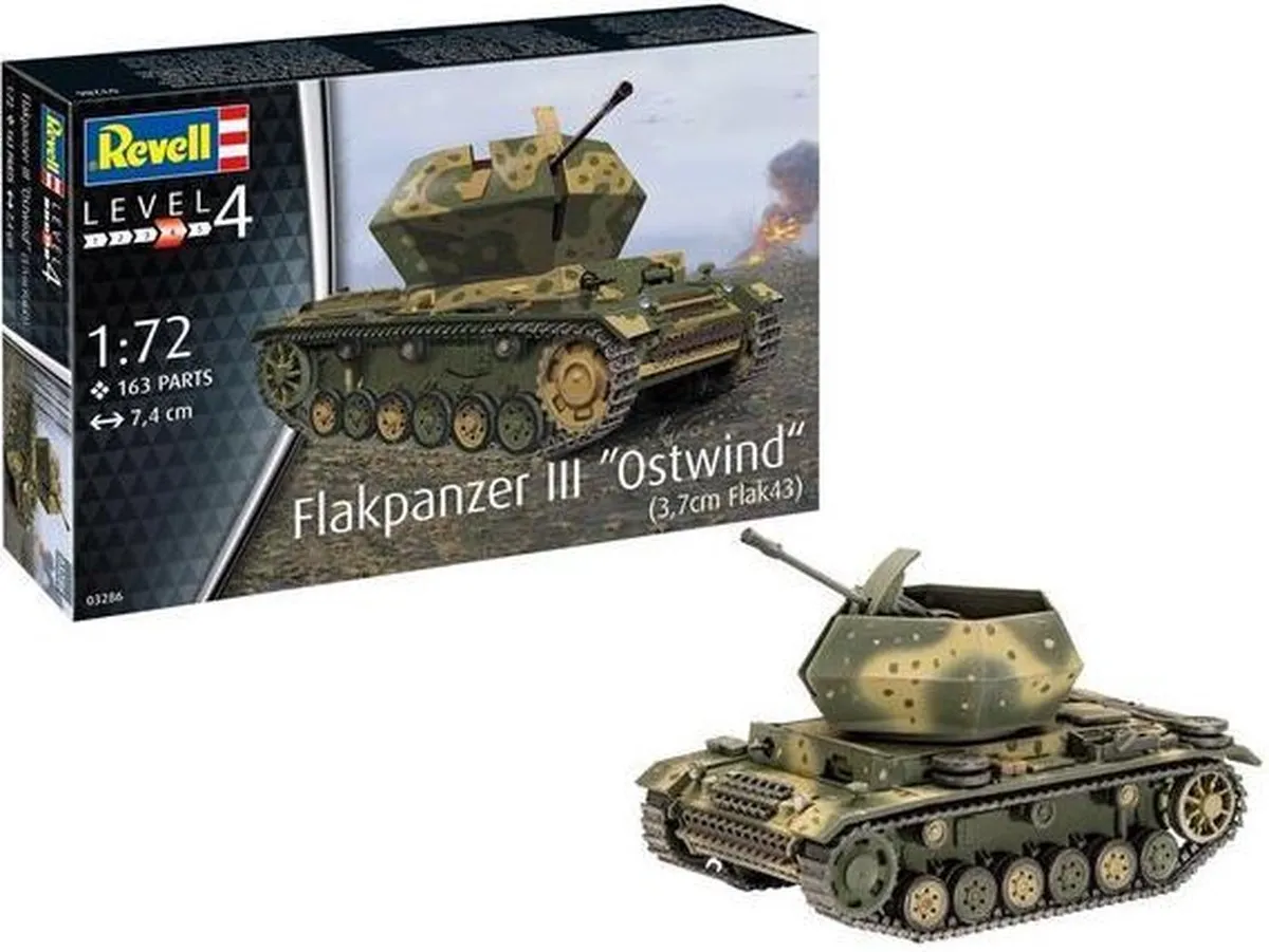 Revell 03286 Flakpanzer III Ostwind 1:72 Modelbouwkit - 163 Onderdelen