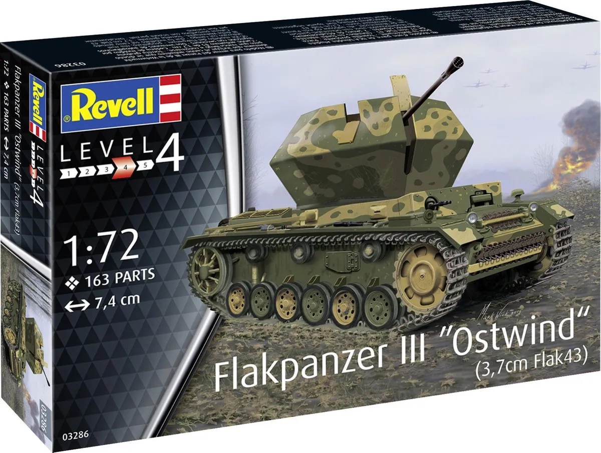 Revell 03286 Flakpanzer III Ostwind 1:72 Modelbouwkit - 163 Onderdelen