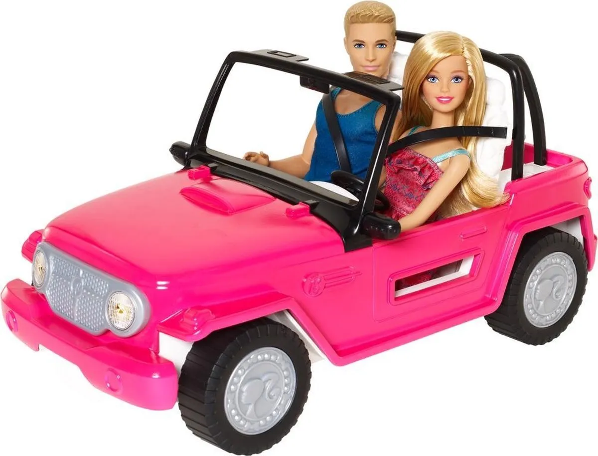 Barbie Beach Cruiser Auto met Ken & Barbie - CJD12-X91B Roze - afbeelding 4 van 5