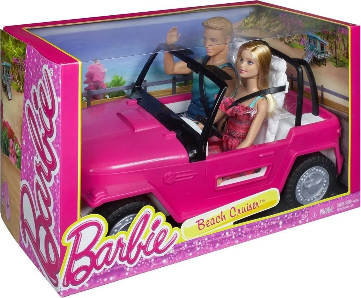 Barbie Beach Cruiser Auto met Ken & Barbie - CJD12-X91B Roze - afbeelding 2 van 5