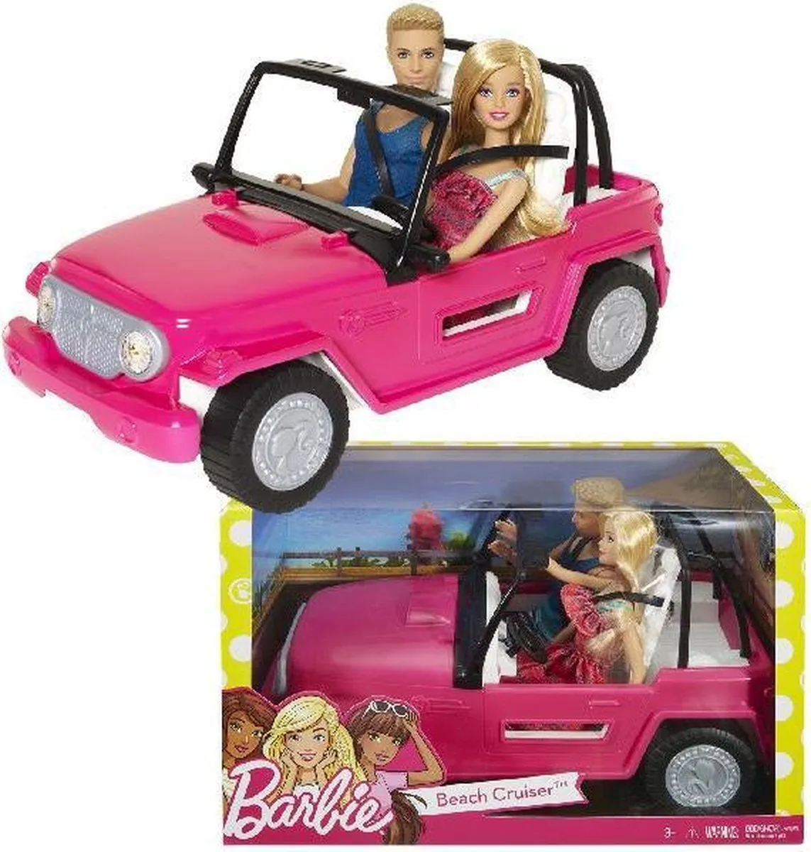 Barbie Beach Cruiser Auto met Ken & Barbie - CJD12-X91B Roze - afbeelding 5 van 5