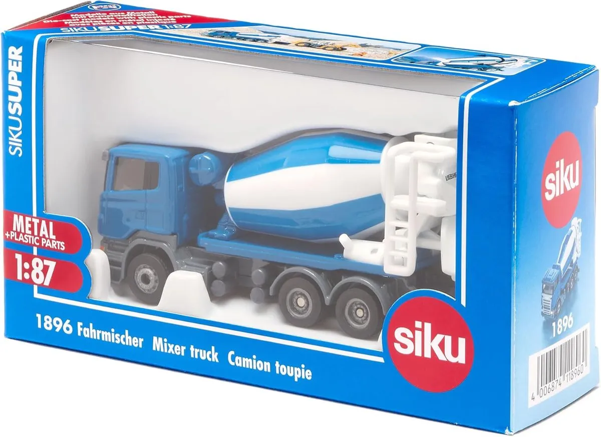 SIKU 1896 Betonmixer 1:87 - Blauw/wit