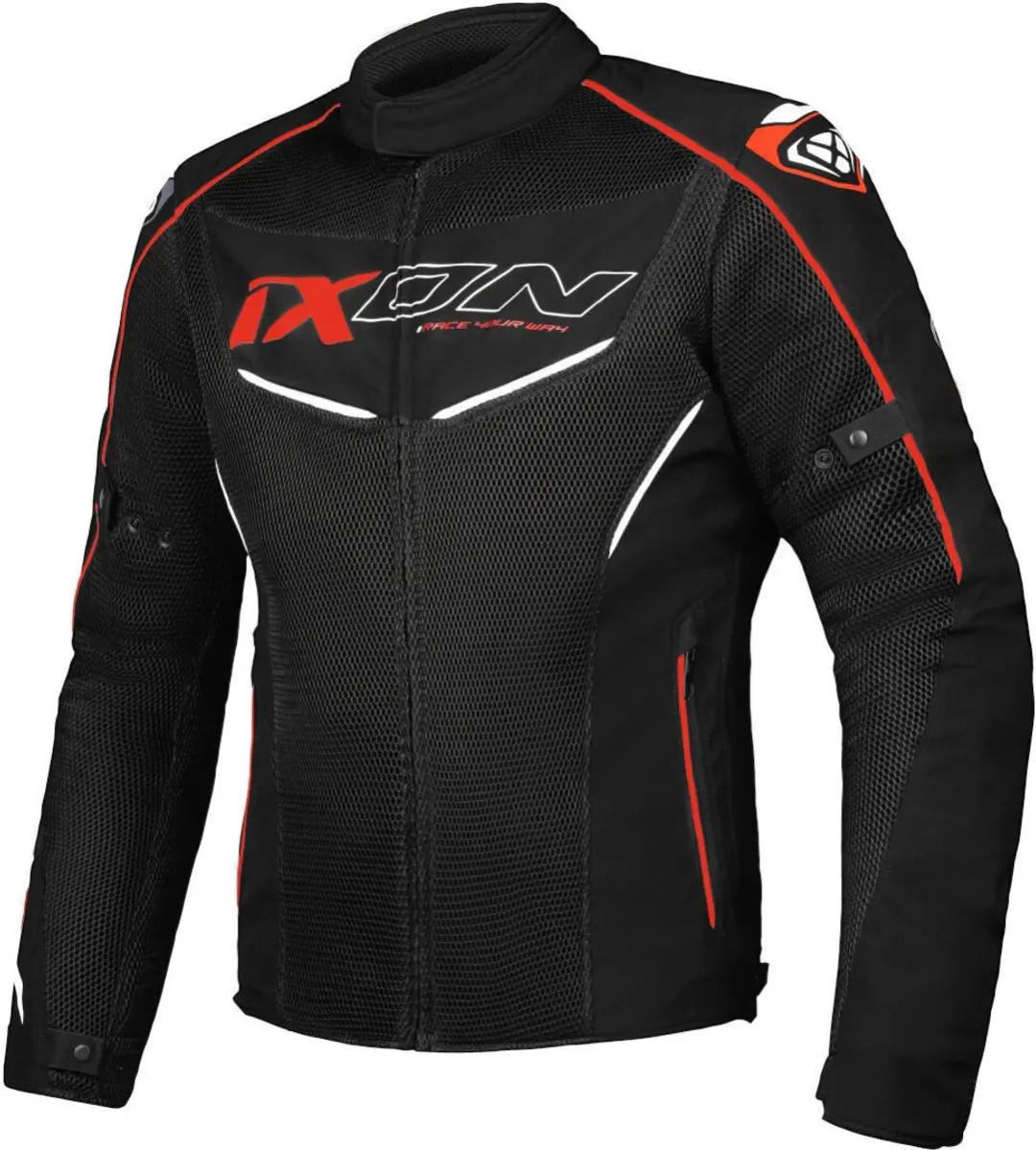 Ixon Flicker Zwart Wit Rood Textiele Motorjas