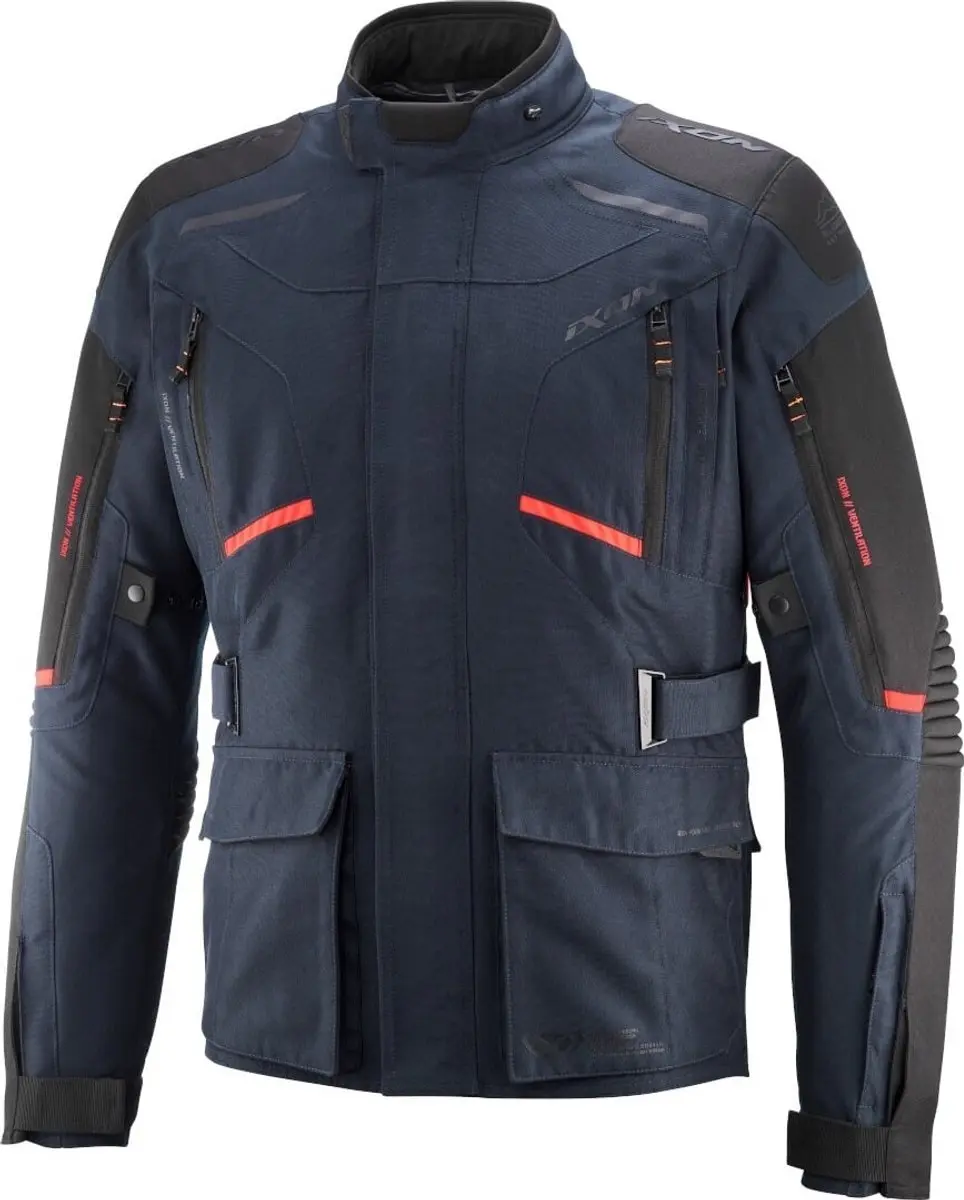 IXON Midgard Motorjas - Marineblauw/Bright Rood - S