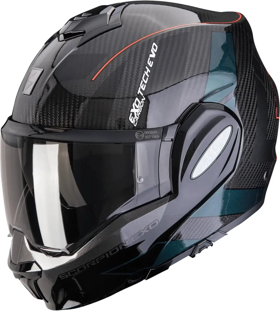 Scorpion Exo-Tech Evo Carbon Cad Black Green Systeemhelm