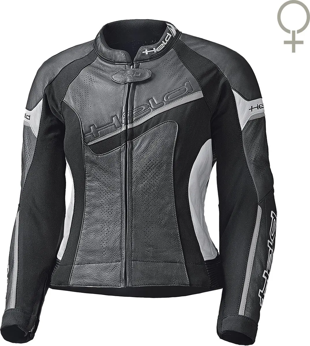 Held Debbie II Geperforeerd Dames Zwart Wit Leren Motorjas