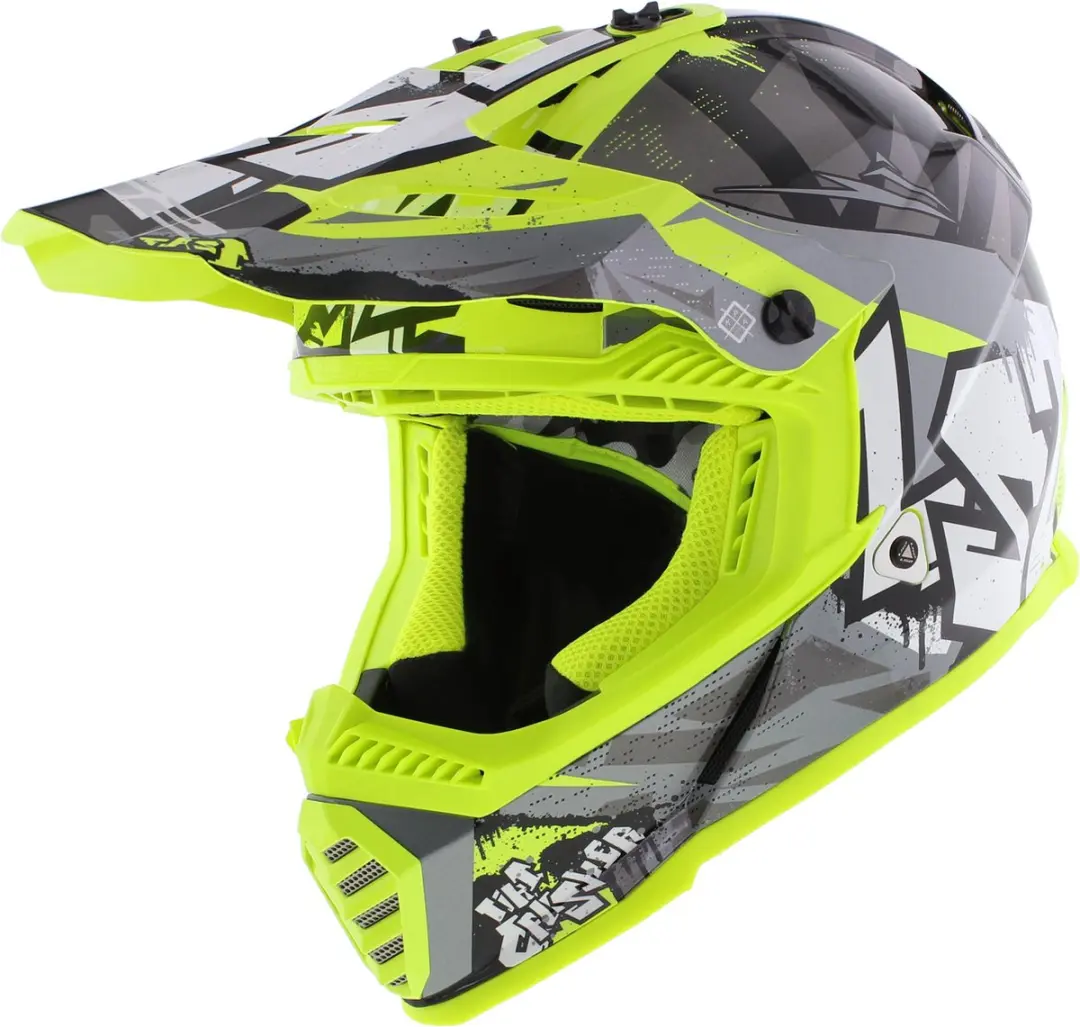 LS2 MX437 Fast II Mini Crusher Zwart Geel 06 Kids Crosshelm -