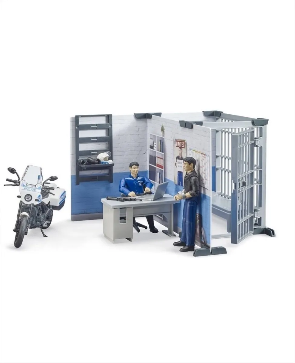 Bruder bworld Politiebureau met Politiemotor 62732 - Grijs