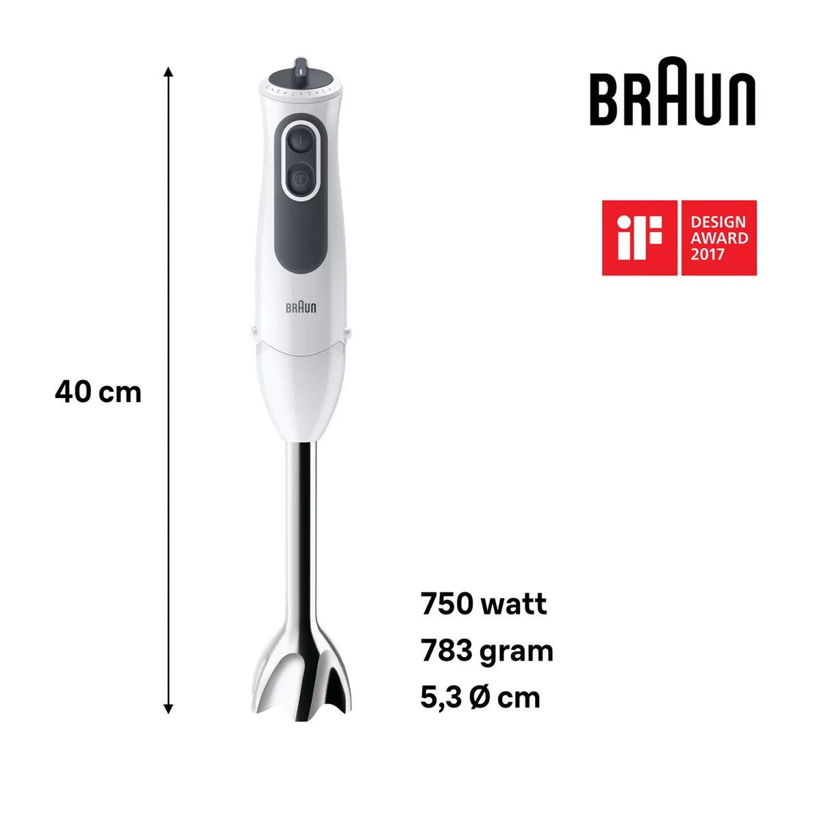 Braun MultiQuick 3 MQ3105BWH Staafmixer - 750W - Wit - afbeelding 3 van 6