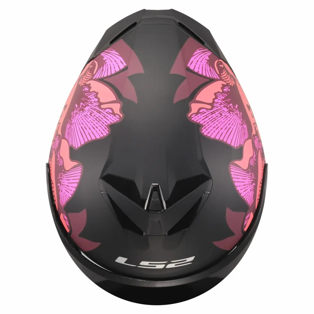 LS2 Helm Rapid III Poppies II FF820 - L - Mat zwart/roze