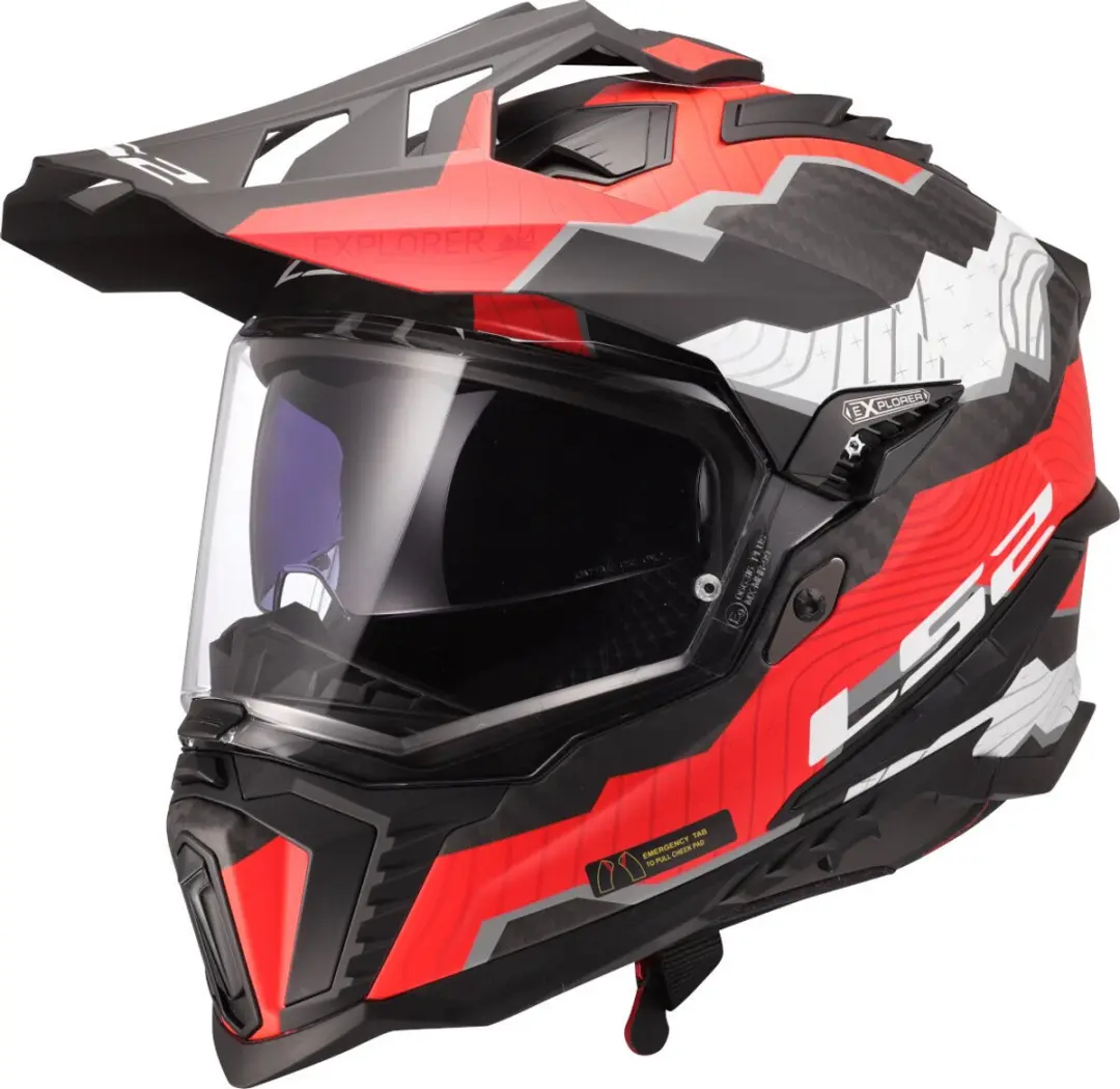 LS2 MX701 Explorer C Trick Wit Rood 06 Adventure Motorhelm
