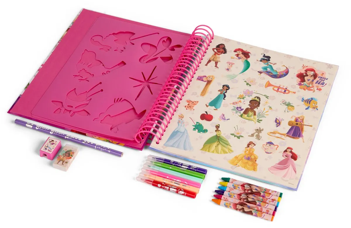 Disney Princess Activiteiten Kleurboek - 16 Platen + 6 Stiften + 6 Potloden