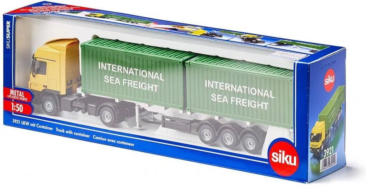 SIKU 3921 Mercedes-Benz Vrachtwagen met Containers 1:50 - Groen/Geel
