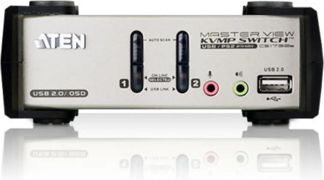 ATEN CS1732B 2-Poorts KVM Switch - Zwart/Zilver