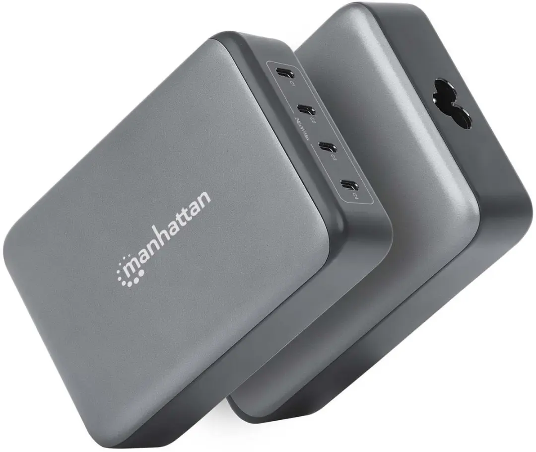 Manhattan M2.MHTHUB1 GaN USB-C Oplaadstation 240W - Zwart - afbeelding 3 van 6