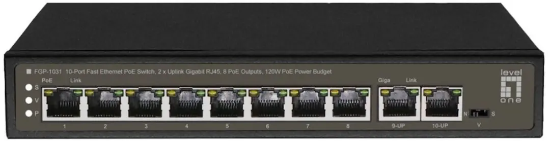 LevelOne FGP-1031 Unmanaged Gigabit Switch PoE - Zwart
