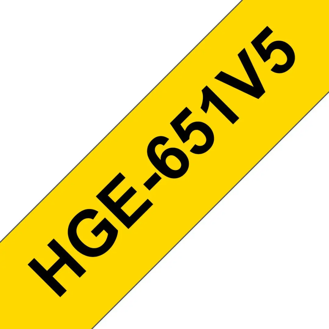 Brother HGE-651V5 Tape - 24mm - 5 Stuks - Zwart/Geel