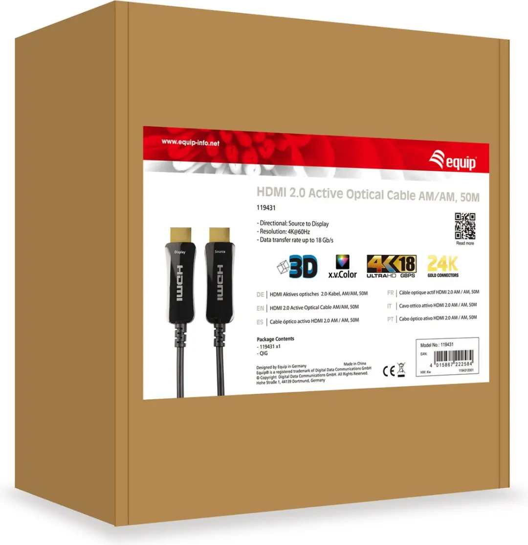 Equip 119431 HDMI Kabel 50m - Type A - Zwart - afbeelding 5 van 6