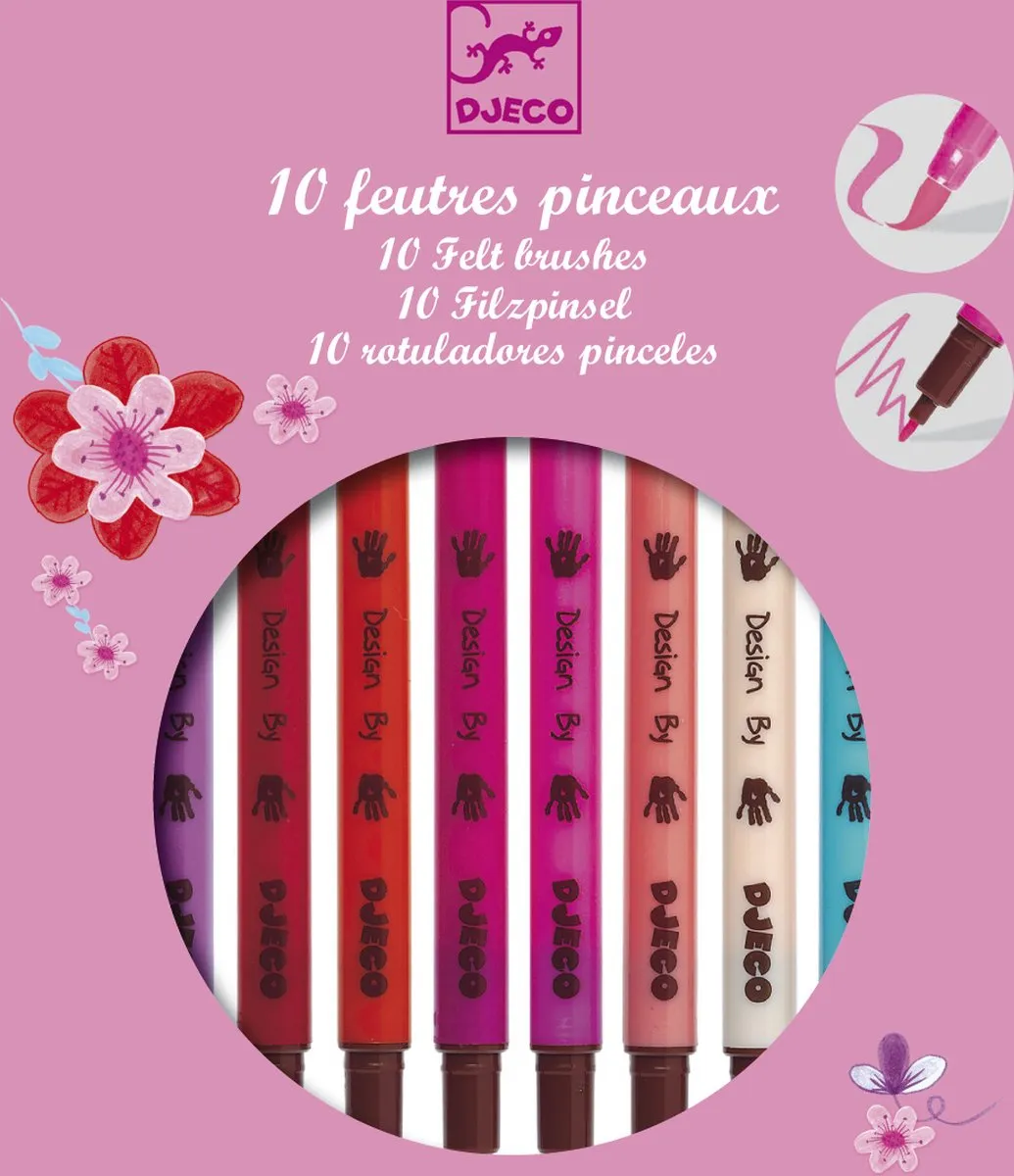 Djeco Felt Tip Brush Pens Sweet - 10 Stuks - Multicolor
