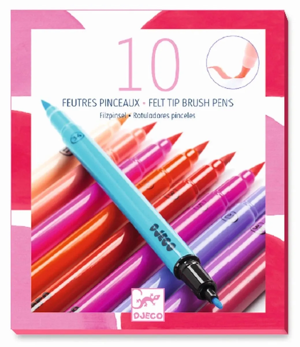 Djeco Felt Tip Brush Pens Sweet - 10 Stuks - Multicolor - afbeelding 6 van 6