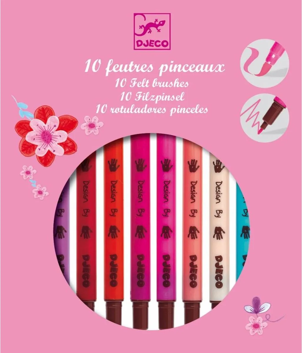 Djeco Felt Tip Brush Pens Sweet - 10 Stuks - Multicolor