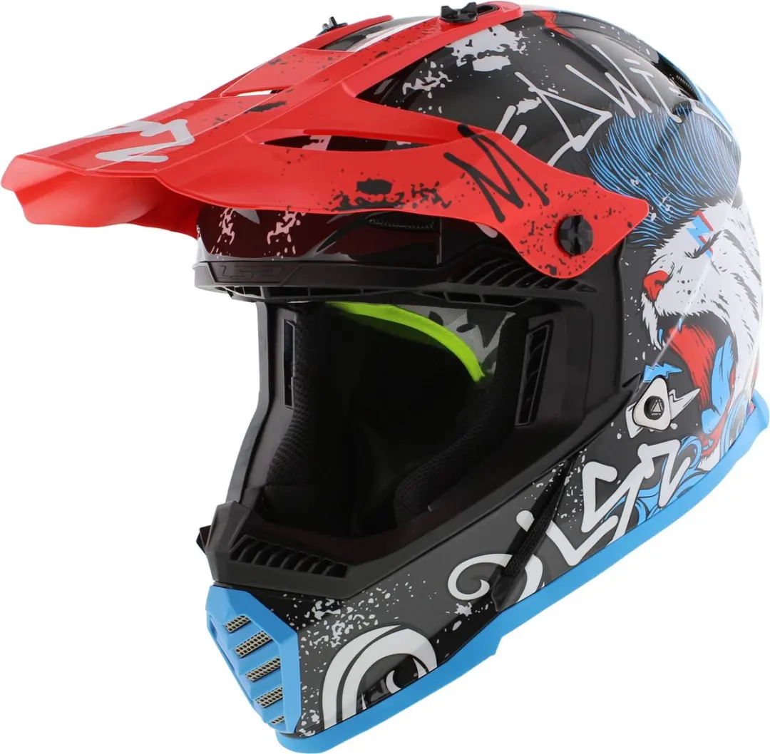 LS2 MX437 Fast II Mini Starmaw Zwart 06 Kids Crosshelm
