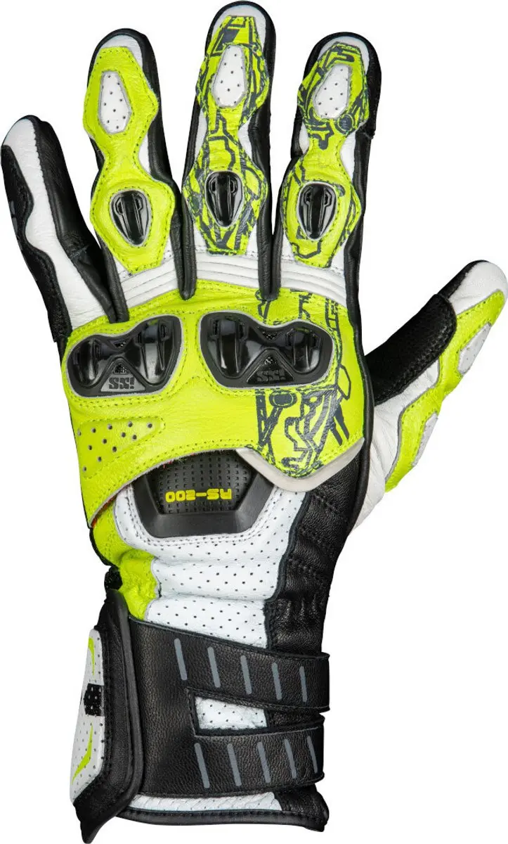 IXS RS-200 3.0 Wit Zwart Geel Handschoenen