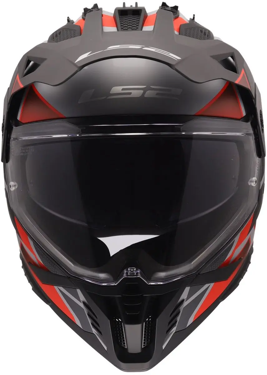 LS2 Pioneer II Block MX702 Helm - Grijs/Rood - XXXL