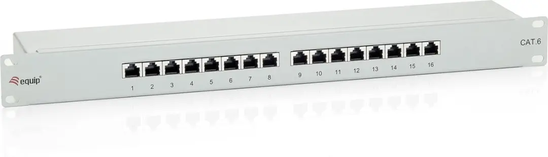 Equip Patch Panel 19 Cat.6-/Class E 16-Port, 1 U, light-grey