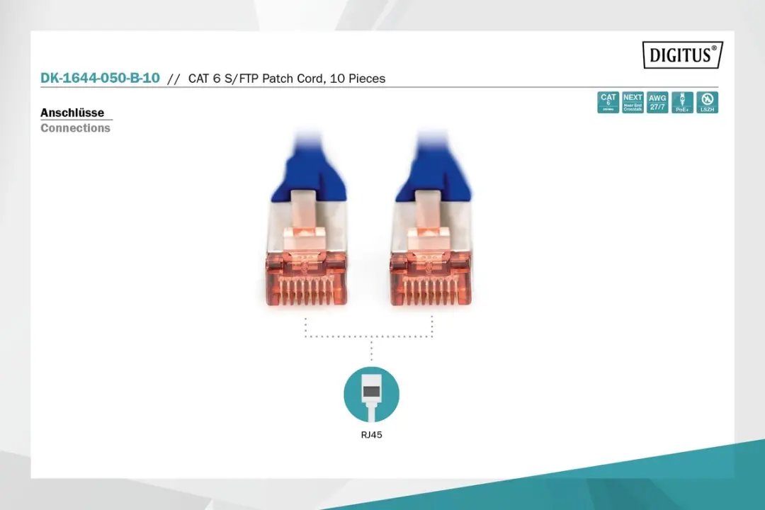 Digitus DK-1644-050-B-10 UTP Kabel Cat6 - Blauw - 10 Stuks
