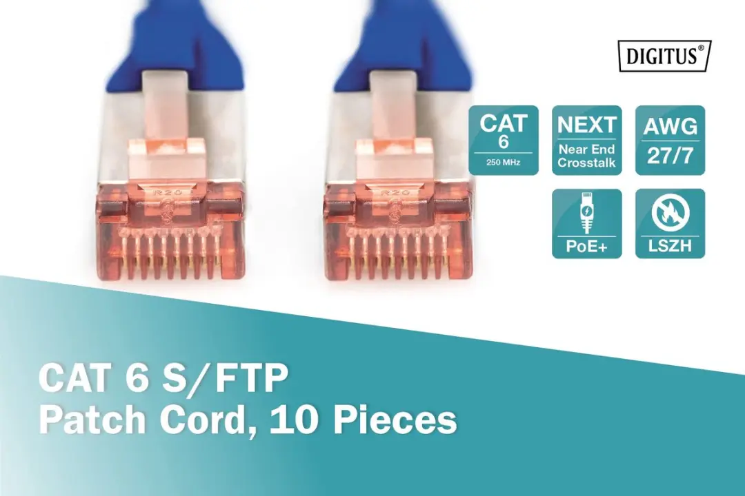 Digitus DK-1644-050-B-10 UTP Kabel Cat6 - Blauw - 10 Stuks - afbeelding 6 van 6
