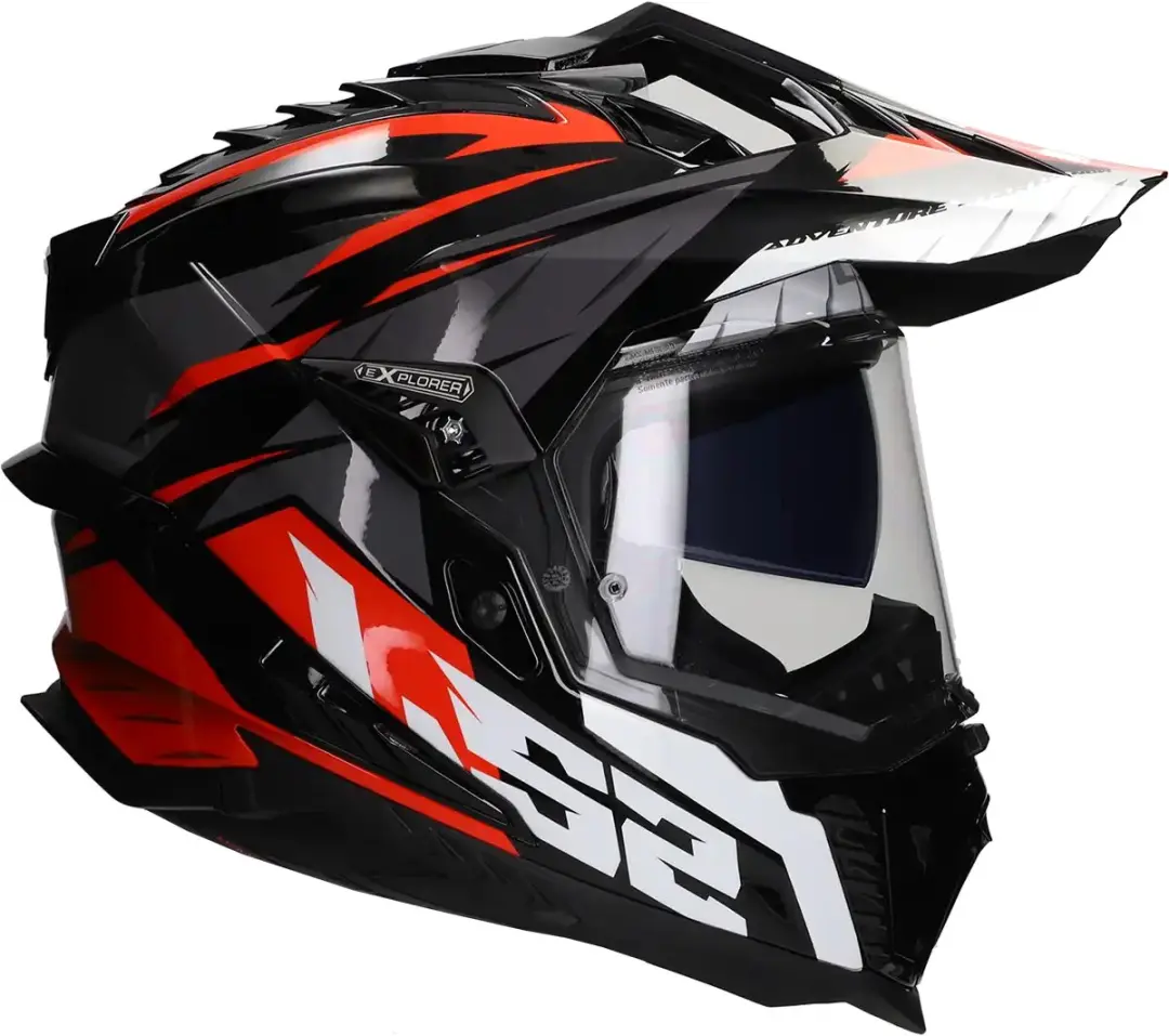 LS2 MX701 Explorer Spire Adventure Helm - XS - Zwart/Rood/Wit