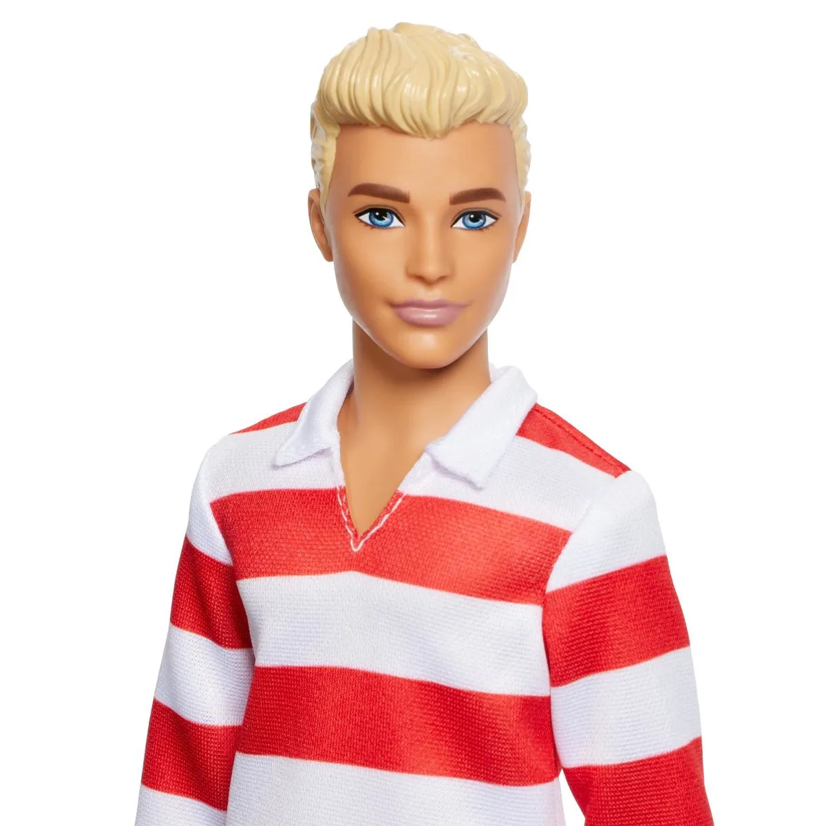 Barbie Fashionistas Ken Pop - Blond haar - Rood-wit gestreepte polo