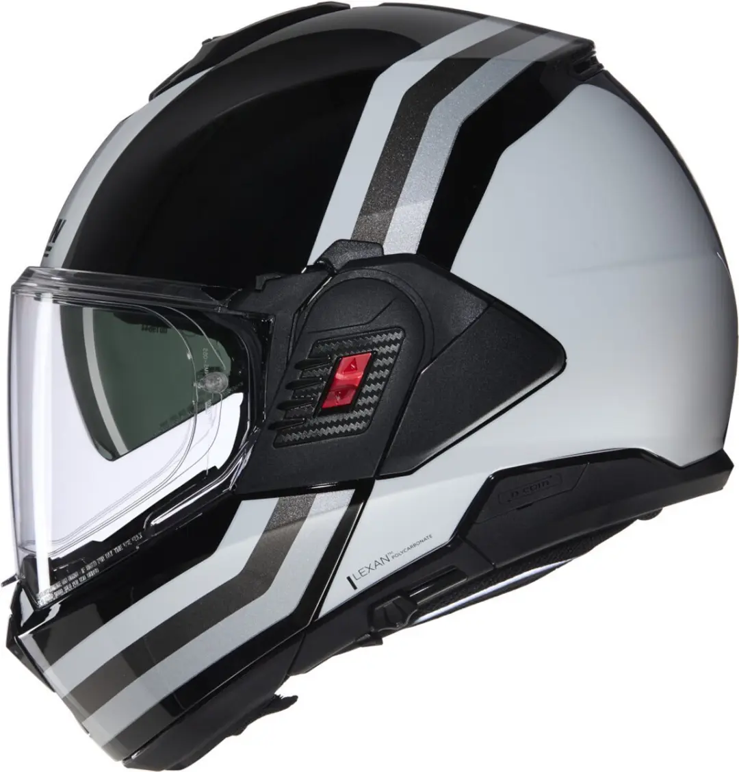 Nolan N120-1 Lineo 348 Systeemhelm - Zwart/Wit/Zilver Glossy - afbeelding 2 van 6